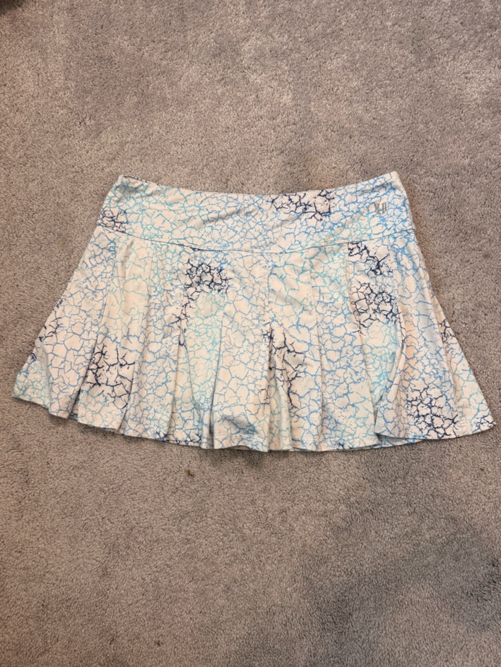EleVen by Venus Williams Pleated Tennis Skirt — Blue Crackle Print — Size‎ Large